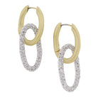 Gold Open Oval Earring with Silver Crystal Open Oval