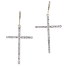 Gold Crystal Threader Earring with Silver Crystal Cross