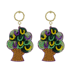 Purple, Green, Yellow Mardi Gras Tree Beaded Earrings - Charming Charlie