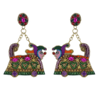 Purple, Green, Pink Mardi Gras Float Beaded Earrings - Charming Charlie
