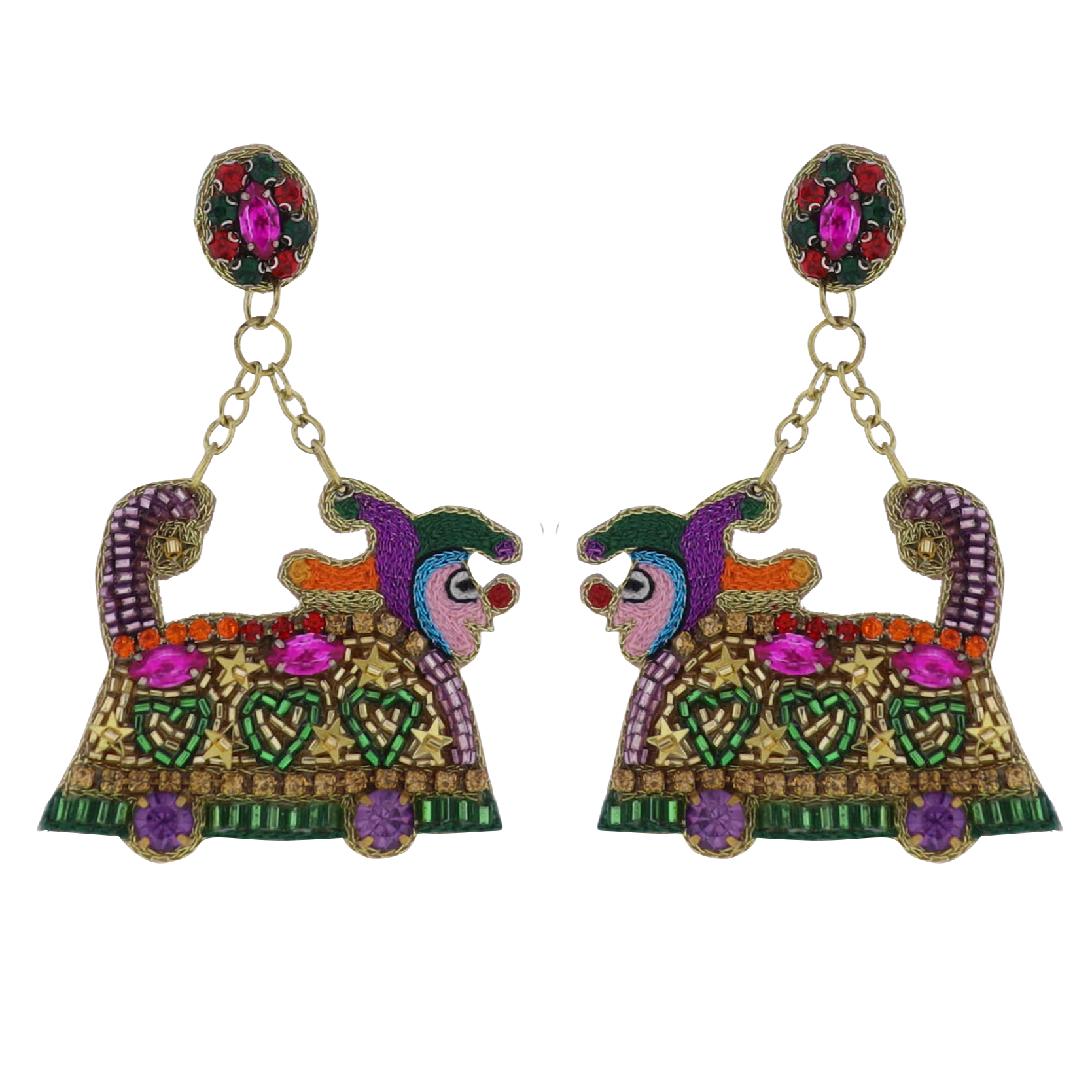 Purple, Green, Pink Mardi Gras Float Beaded Earrings - Charming Charlie