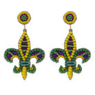 Yellow, Green, Purple Fleur De Lis Beaded Earrings - Charming Charlie