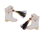 Kids White Mardi Gras Boot & Tassel Earrings - Charming Charlie