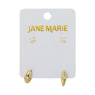 18K Gold Plated Set of 2, Pearl with Clear Crystal Heart Huggie Earring