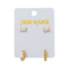 18K Gold Plated Set of 2, Opal with Rope Huggie Earring