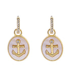 18k Gold Plated Huggie with Shell Oval with Anchor Earring