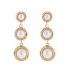 Pearl, Gold Descending Circles Earring
