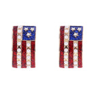 Red, Pearl, Blue Enamel American Flag Earring