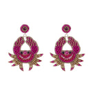 Pink, Gold Beaded Crab Earring