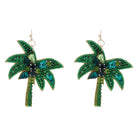 Green, Lime Beaded Palm Tree Earring