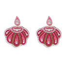 Pink, White, Gold Beaded Shell Earring