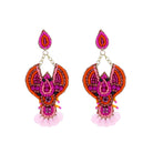 Pink, Orange, Light Pink Beaded Crustacean Earring