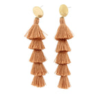 Brown Stacked Tassel Stud Earring