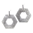 Silver Hexagon Dangle Stud Earring