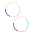 Ivory, Blue, Peach, Mint Beaded Wrapped Hoop Earring