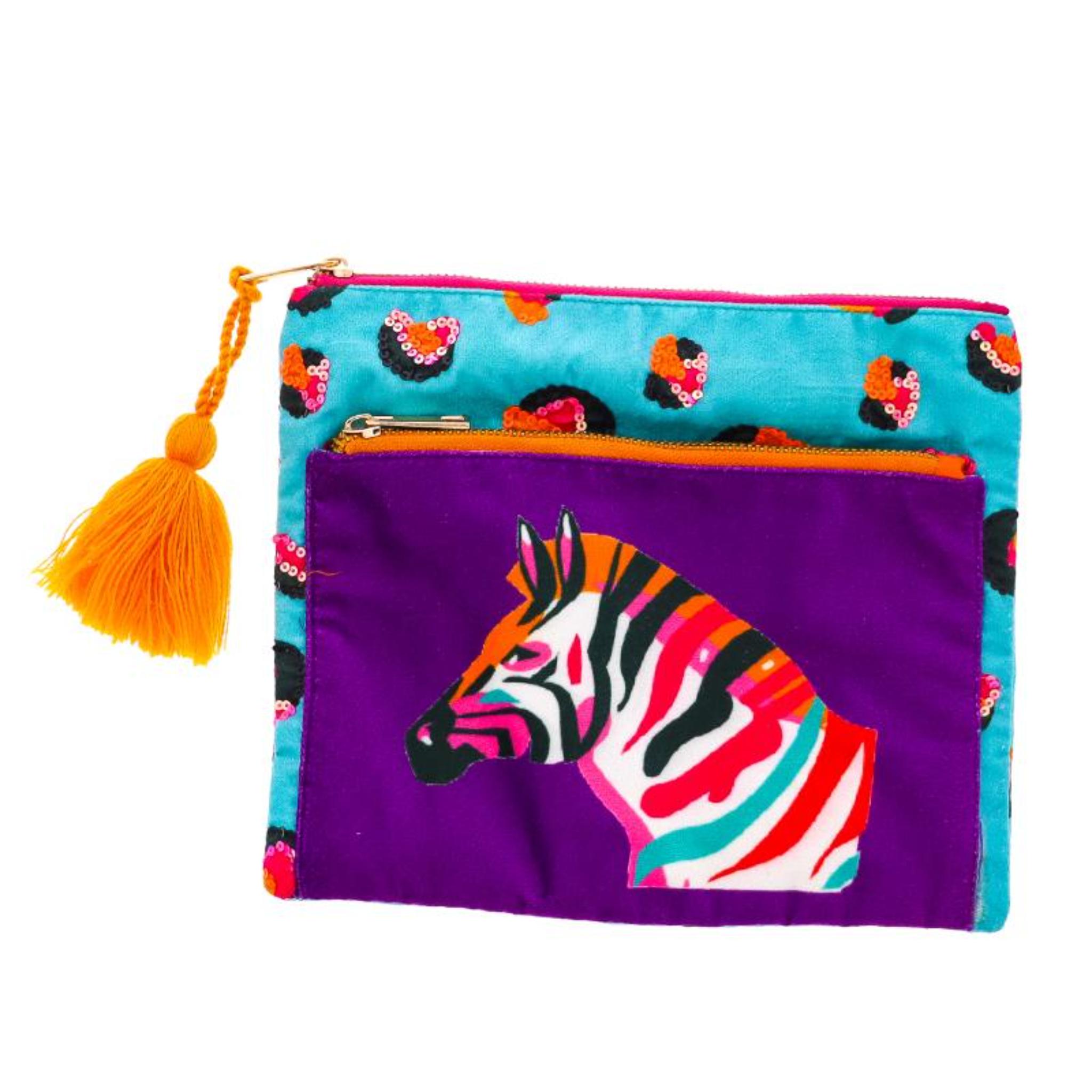 Zebra & Leopard Dual Zipper Pouch
