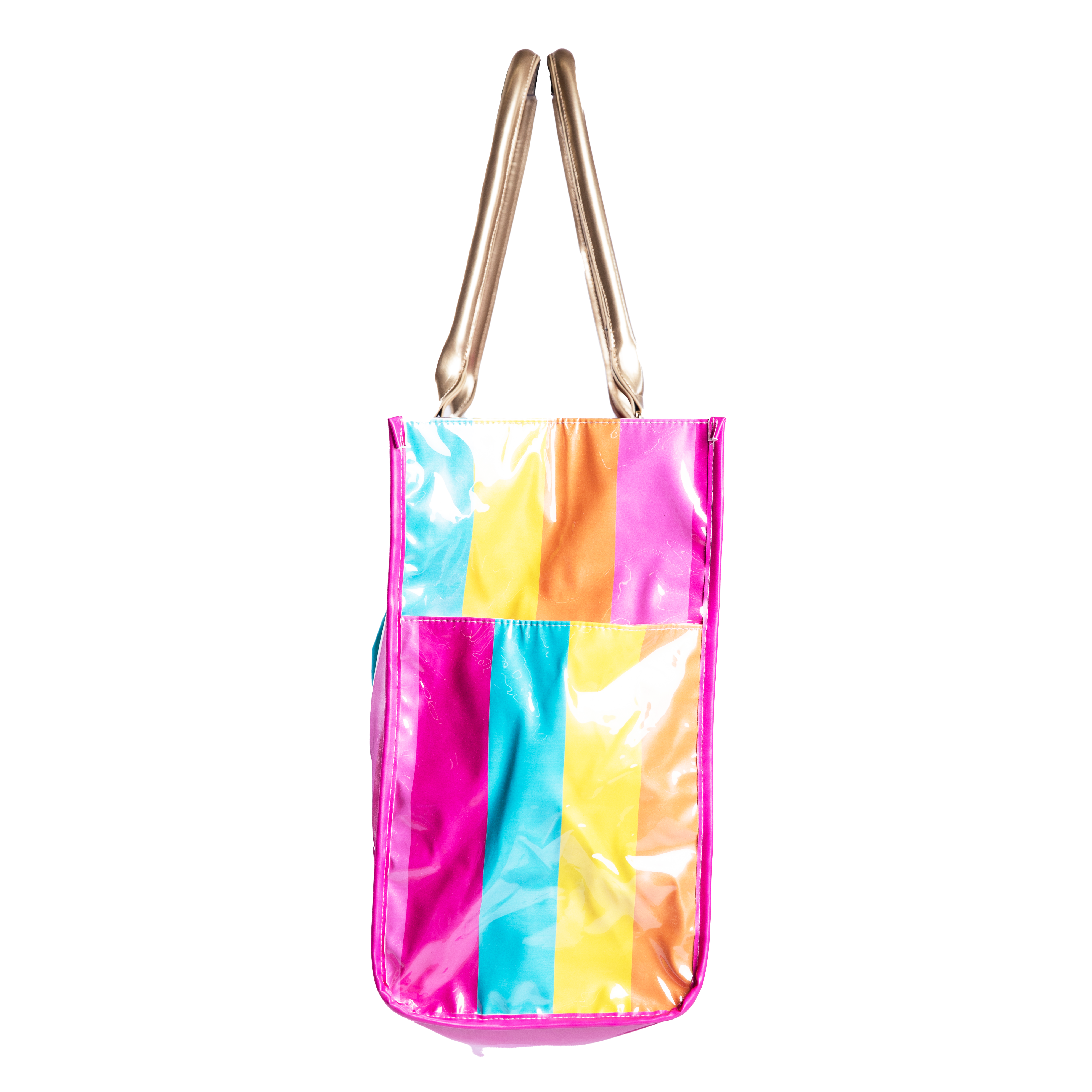 Sunset Stripes Multi Purpose Tote Bag - Stylish PU Leather Bag - Charming Charlie