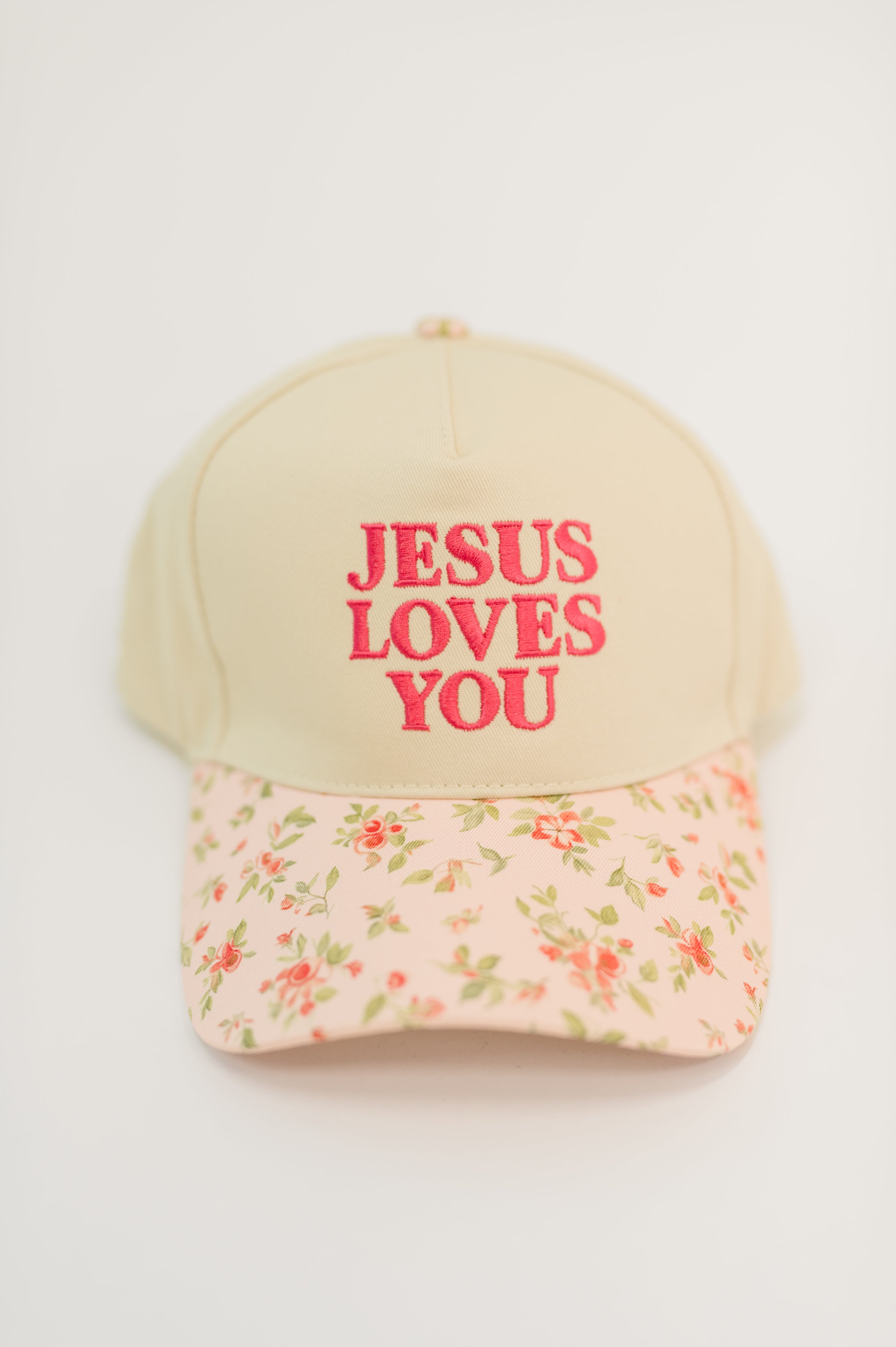 Jesus Loves You Canvas Floral Hat - Charming Charlie
