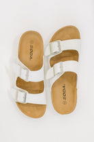 Jete Double Buckle Slides in White - Charming Charlie