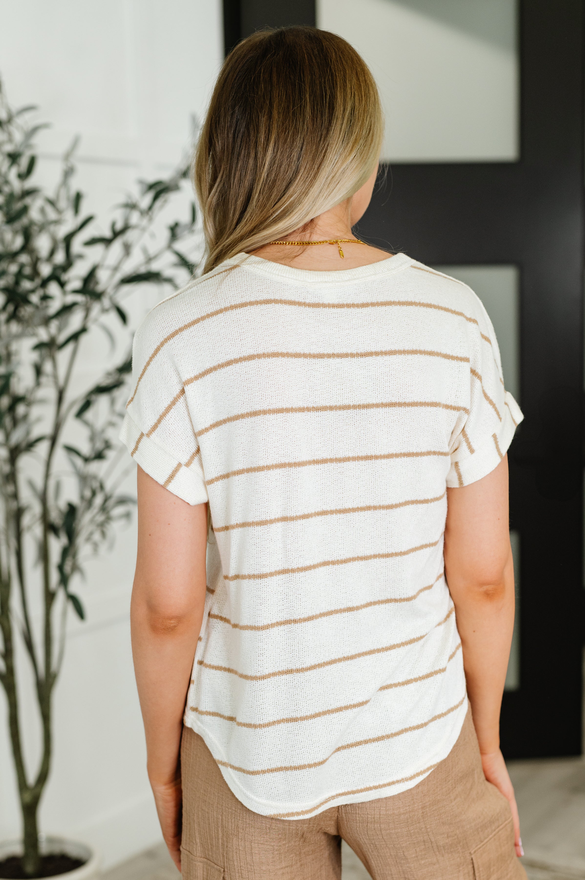 Jump Into It Textured Knit Top in Mocha Stripe - Charming Charlie