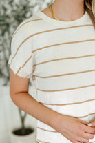 Jump Into It Textured Knit Top in Mocha Stripe - Charming Charlie