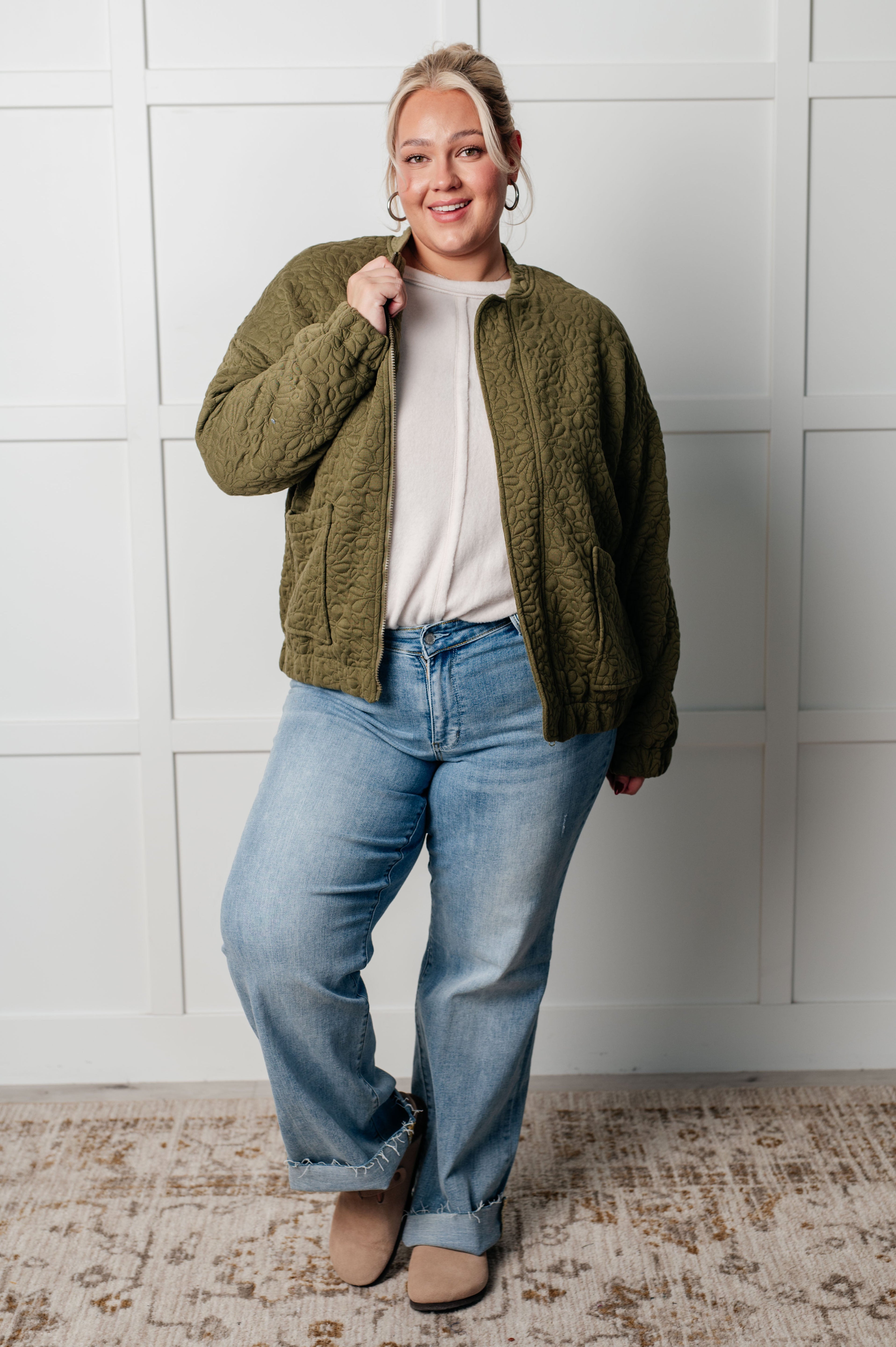 Jungle Explorer Quilted Zip Up Jacket - Charming Charlie