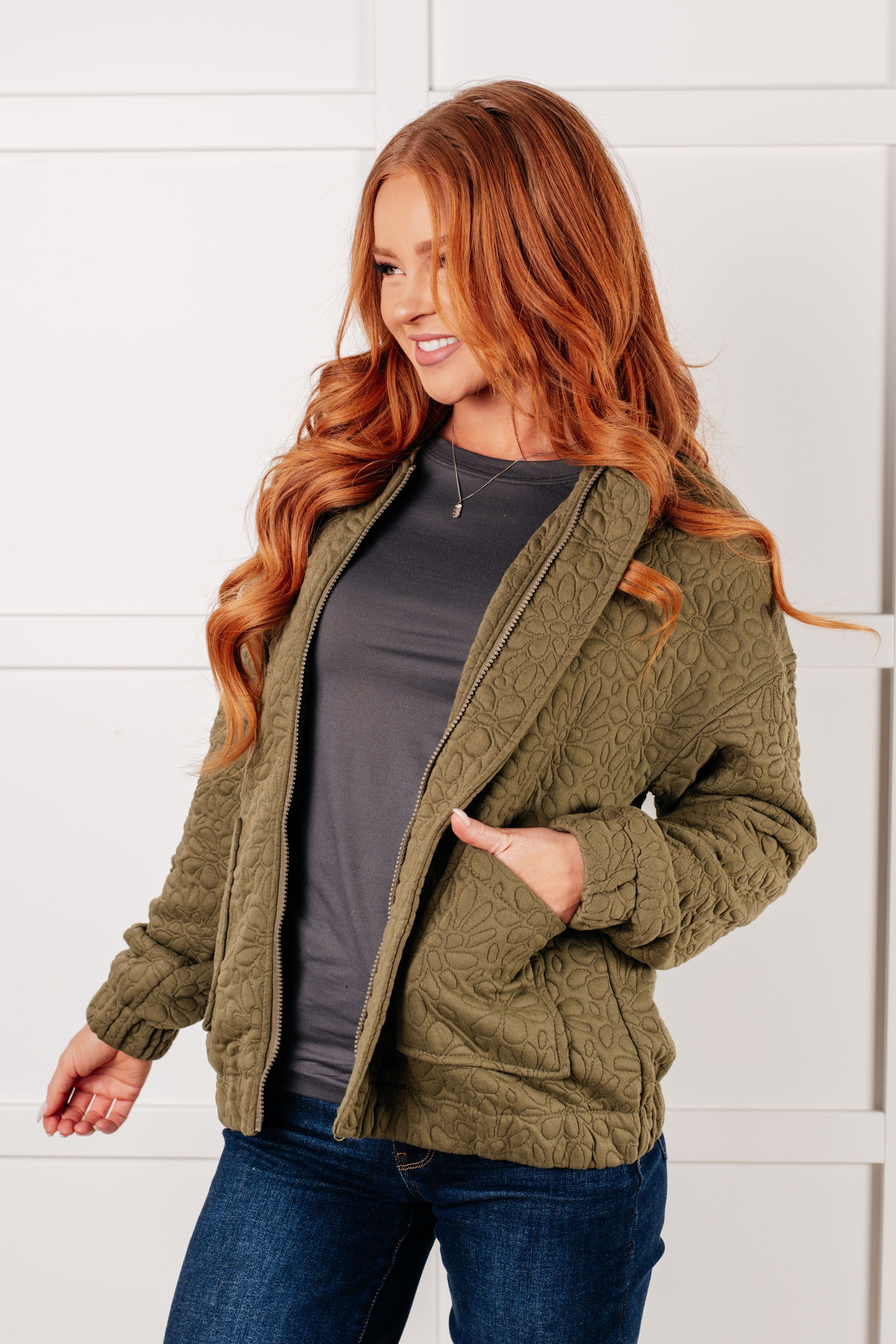 Jungle Explorer Quilted Zip Up Jacket - Charming Charlie