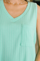 Just Give In Ribbed Knit Tank in Mint - Charming Charlie