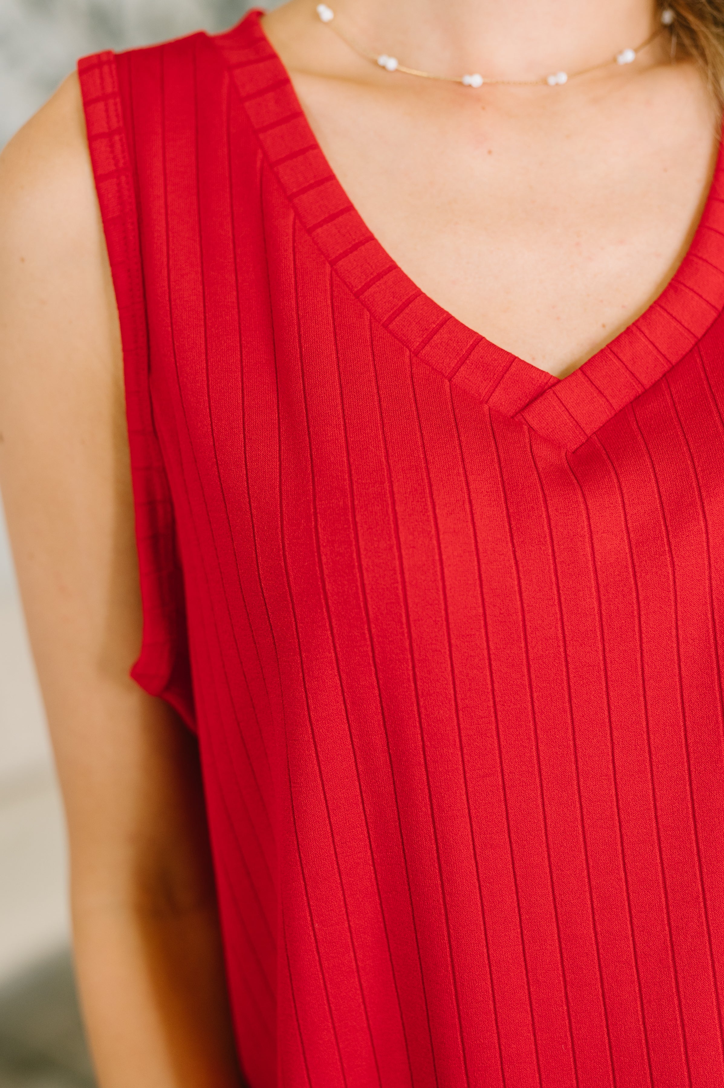 Just Give In Ribbed Knit Tank in Red - Charming Charlie