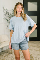 Just Like That Relaxed Heather Tee in Blue - Charming Charlie