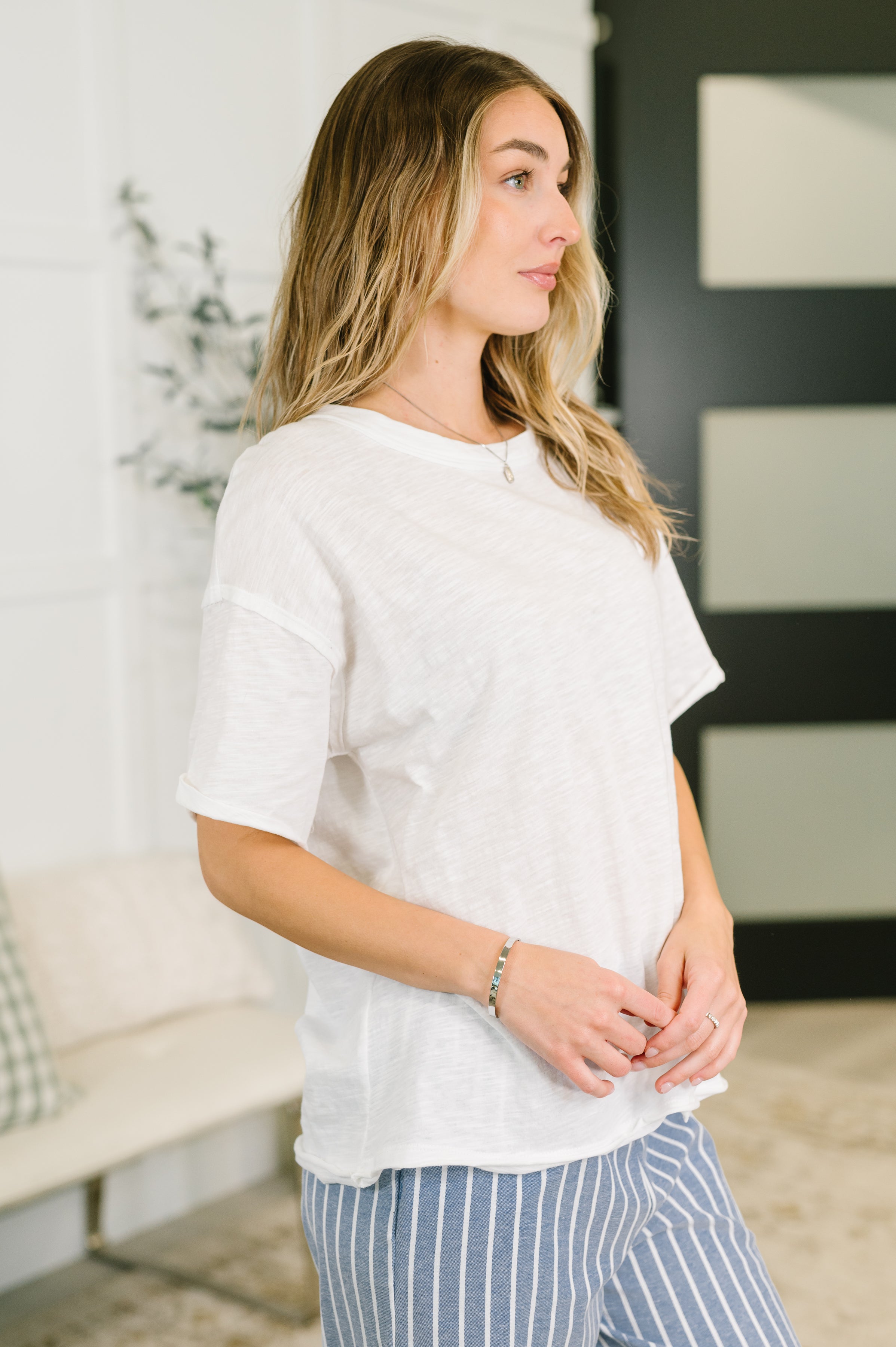 Just Like That Relaxed Heather Tee in Ivory - Charming Charlie