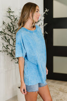 Just My Type Mineral Wash Relaxed Top in Deep Sky - Charming Charlie