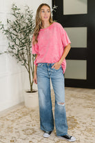 Just My Type Mineral Wash Relaxed Top in Fuchsia - Charming Charlie