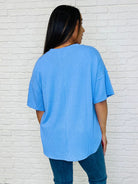 Just a Casual Girly V-Neck Basic Tee in Periwinkle Blue - Charming Charlie