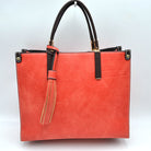 Large Shoulder Vegan Leather Tassel Handbag For Women - Tote Bag