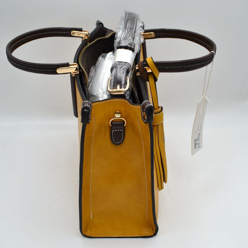 Large Shoulder Vegan Leather Tassel Handbag For Women - Tote Bag