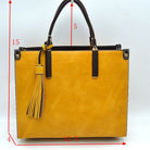 Large Shoulder Vegan Leather Tassel Handbag For Women - Pink - Tote Bag