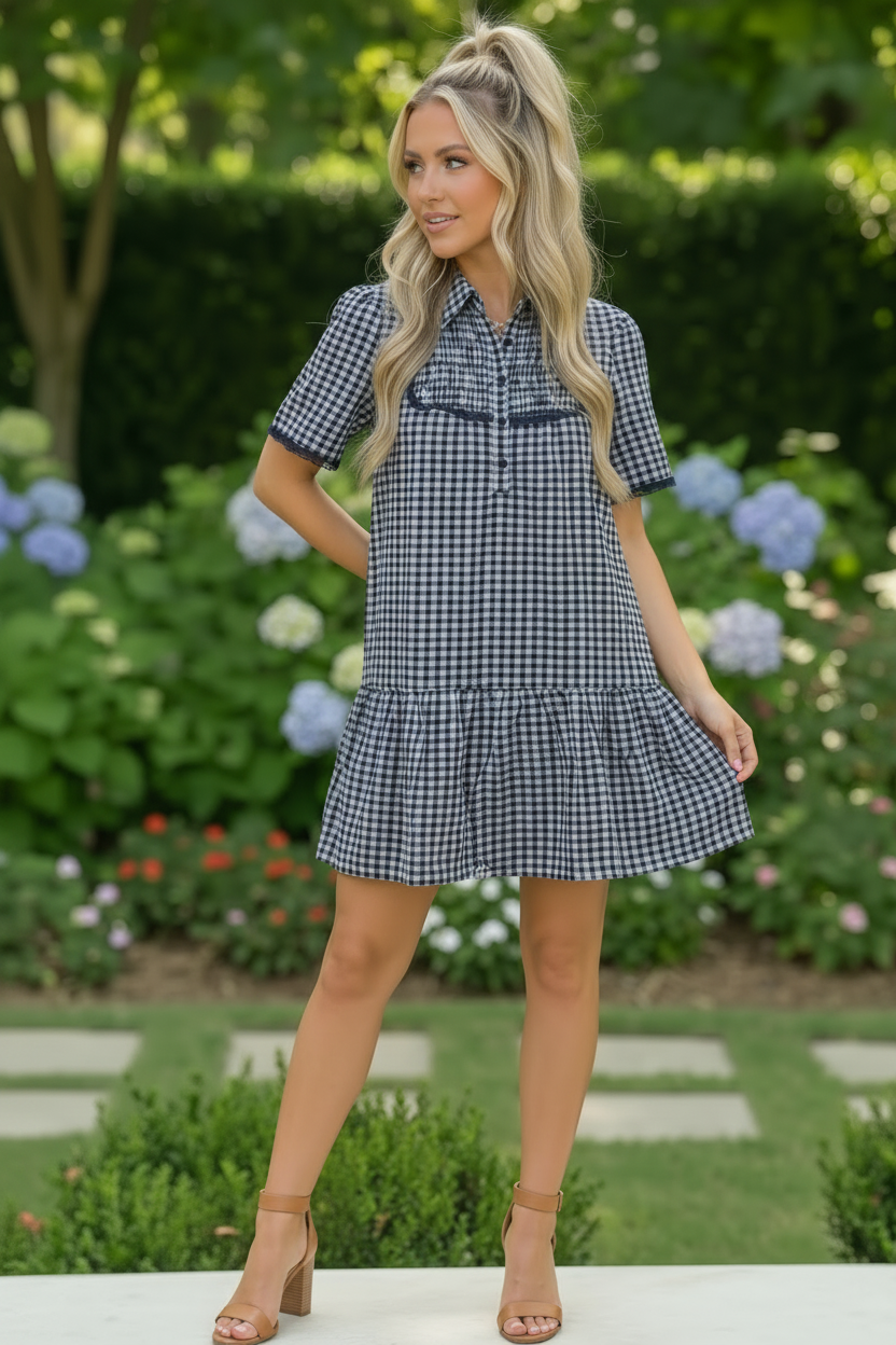 Summer Wedding Button Down Ruffle Mini Dress - Charming Charlie