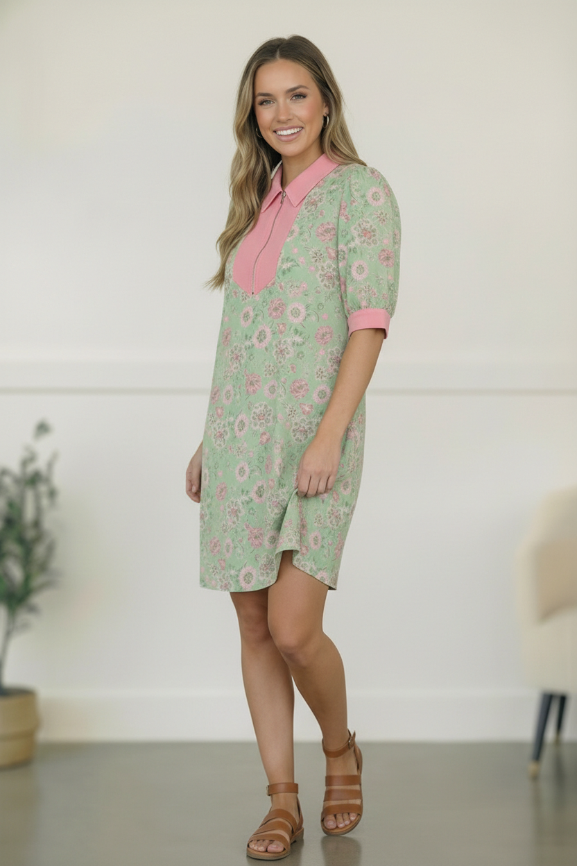 Blast From the Past Mint Blossom Dress - Charming Charlie