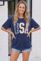 Stars Stripes and Daisy Vibes USA Graphic Tee - Charming Charlie