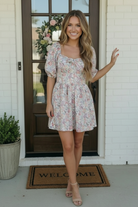 Garden Party Dreams Floral Puff Sleeve Mini Dress - Charming Charlie