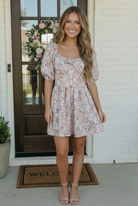 Garden Party Dreams Floral Puff Sleeve Mini Dress - Charming Charlie