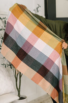 Keep Me Cozy Checkered Fringe Scarf in Pine and Petals - Charming Charlie