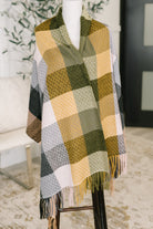 Keep Me Cozy Checkered Fringe Scarf in Woodland Shades - Charming Charlie