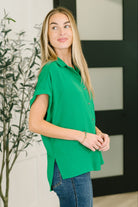 Keep Up Collared Button Down in Green - Charming Charlie