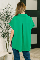 Keep Up Collared Button Down in Green - Charming Charlie