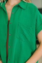 Keep Up Collared Button Down in Green - Charming Charlie