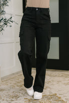 Keira High Waist Cargo Wide in Black - Charming Charlie