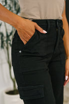 Keira High Waist Cargo Wide in Black - Charming Charlie