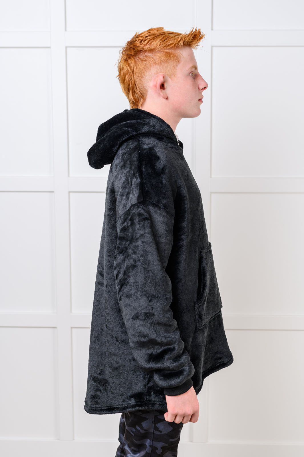 Kids Oversized Hoodie Blanket in Black - Charming Charlie